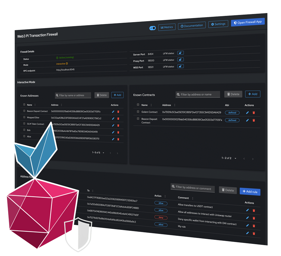 Web3 Pi Tx Firewall Interface
