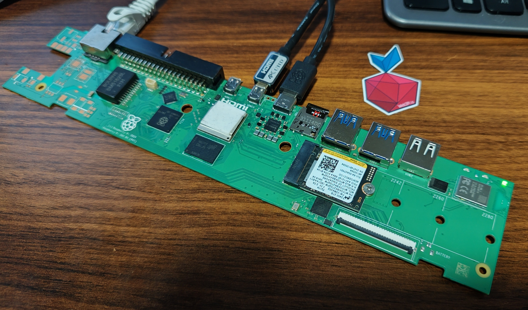 📸 Modified PCB with the M.2 components soldered in place.