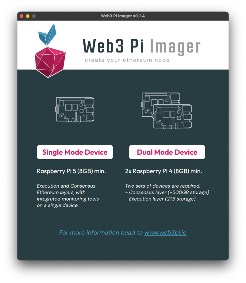 Preparing SD Card using Web3 Pi Imager