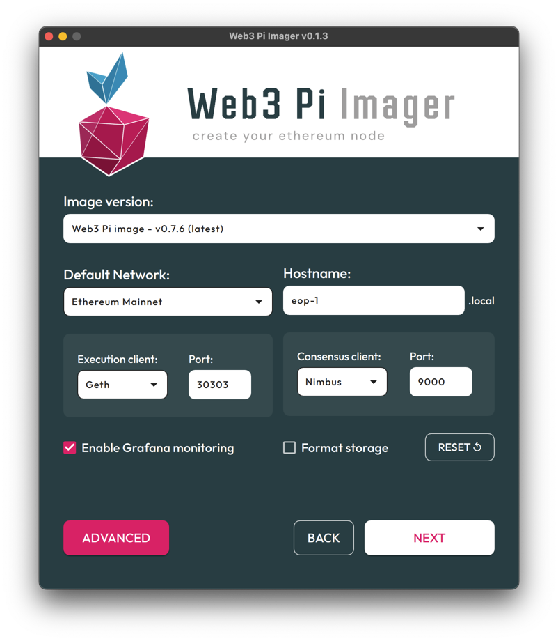 Preparing SD Card using Web3 Pi Imager