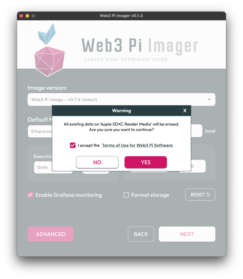 Preparing SD Card using Web3 Pi Imager