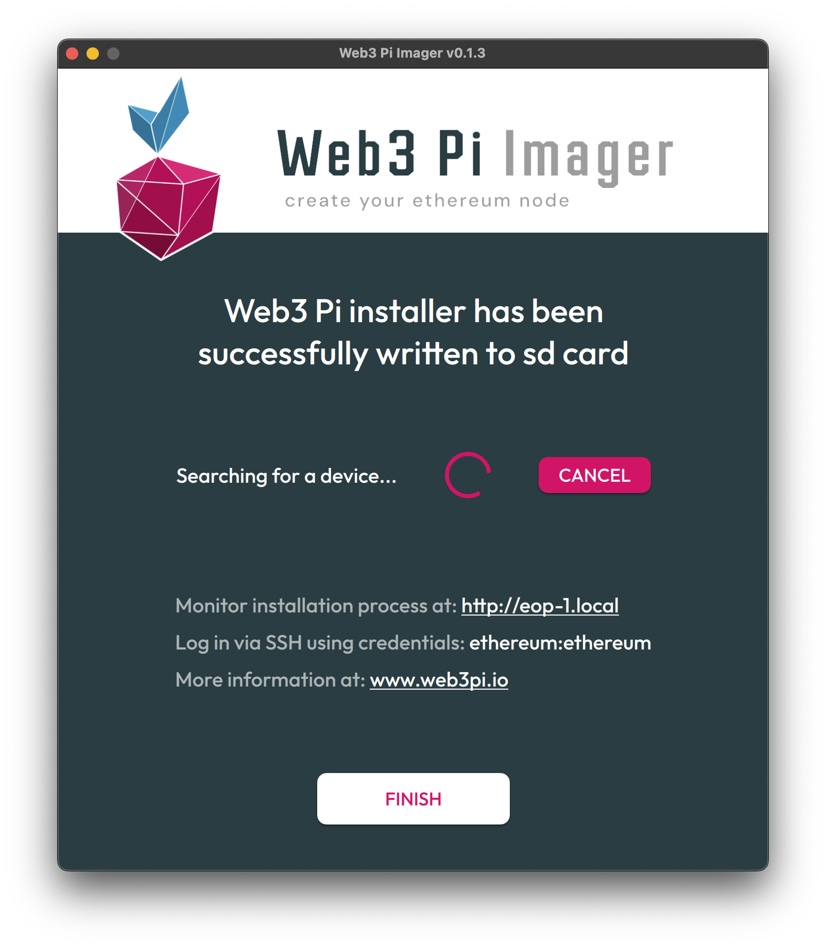 Preparing installation using Web3 Pi Imager